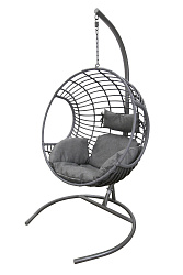 Кресло подвесное Милан (стойка+основание.серый.,корзн.серая.,подуш.серая св. 3уп. (Б))