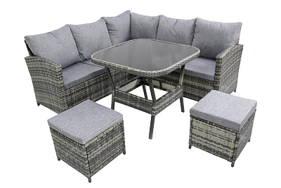 Набор мебели Аруба модульный 2 уп. (стол 1 уп; пуф+два дивана+подуш.сер 1 уп) 