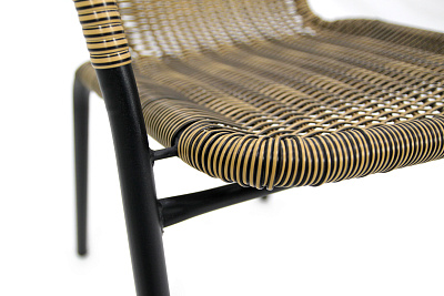 Набор мебели Марсель Мини   (2 кресла+стол Ø60см, каркас черный, ротанг желто-корич.) Китай 