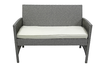 Набор мебели Лондон  1 уп. (стол+2кресла+диван ротанг серый, подушки серые) 