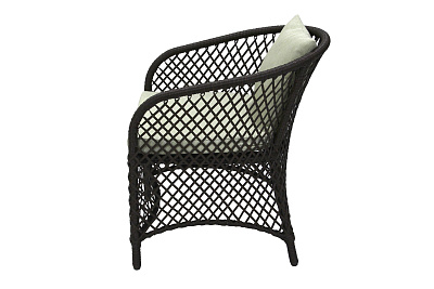 Кресло к набору Сакраменто (каркас черный, ротанг коричневый, estera-хамелеон) (В) 