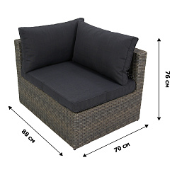 Набор мебели Драмен  1 уп. (стол, 2 угл.кресла, 2 пуфа, ротанг серо-корич, подушки серые) 
