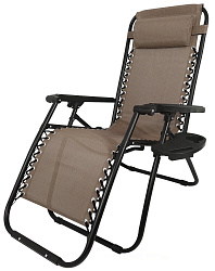 Кресло -шезлонг Фиеста с подстаканником (2шт.в упаковке (каркас черный, ткань светло-коричневая))  