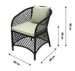 Набор мебели Сакраменто  (4 кресла+стол 90х150см, каркас коричневый, ротанг коричневый, ткань estera