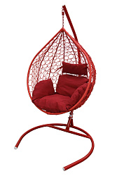 Кресло подвесное Тропика (стойка+основание.красное.,корзн.красн.,подуш.красн. 3уп. (Б))