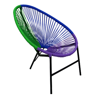 Набор мебели Акапулько  (2 кресла+стол Ø41см, каркас черный, сиденье син.,фиолет.,зелен.) 