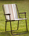 Кресло складное Фольварк жесткое (5 шт в упаковке (каркас коричневый, ткань полоска)) 