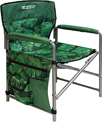 Кресло складное с карманами КС1/2 (2 шт в упаковке (каркас серый, цвет тропич листья на теином) 