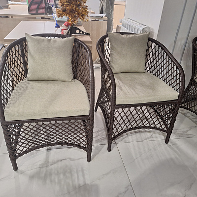 Набор мебели Сакраменто  (4 кресла+стол 90х150см, каркас коричневый, ротанг коричневый, ткань estera